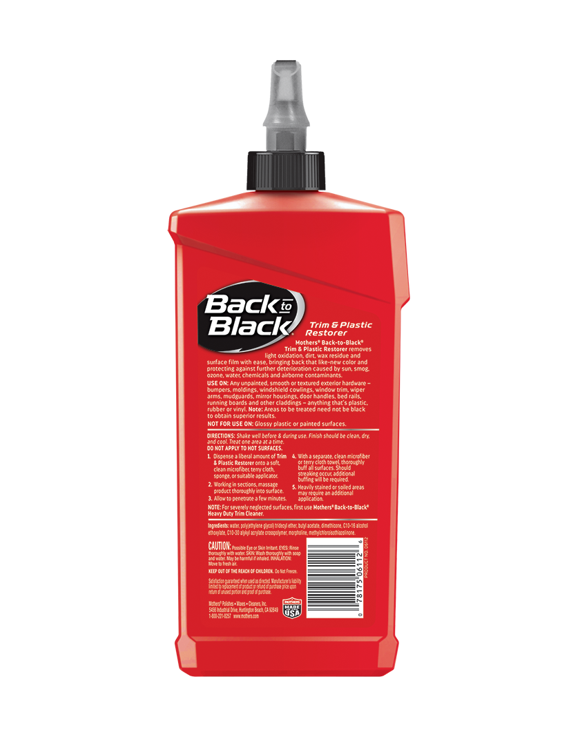 Mothers Back-to-Black Trim and Plastic Restorer 10 oz. in the Car Exterior Cleaners department at Mothers Back-to-Black Trim and Plastic Restorer 10 oz. in the Car Exterior Cleaners department at